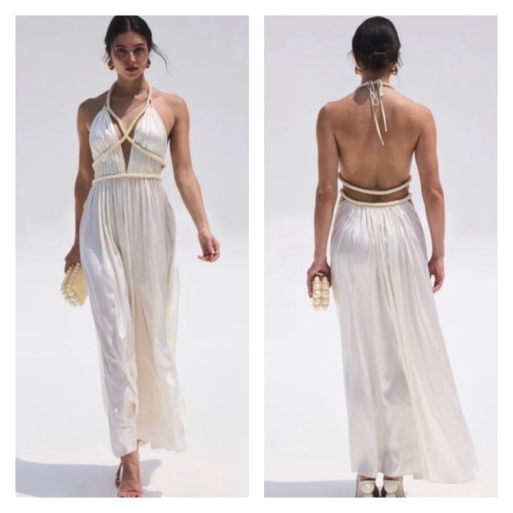 Cult Gaia White Halter Wedding Dress